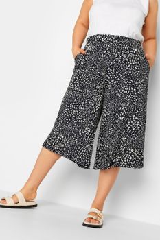 Yours Culottes Azul Marino Estampado Animal Cinturilla Elástica, Mujer Curvy Y Tallas Grandes, Yours