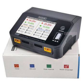 Cargador/Descargador Inteligente de Baterías Lipo de Doble Canal ToolkitRC M6DAC, AC 200W DC 350WX2 15A para LiHV 1-6S PD 65W