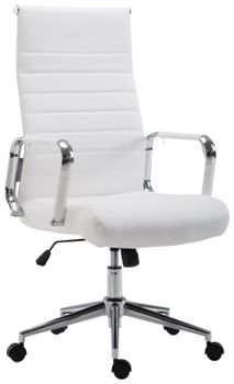 Silla de oficina giratoria regulable en simil cuero blanco