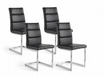 Set de 4 sillas de comedor con estructura cromada. 45×59×97 cm