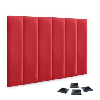 Dhome Juego De 6 Paneles Tapizados De Polipiel Ecológica Pack Autoadhesivos Para Pared Acústicos Absorbentes Protección (rojo, 60x20cm, X6)