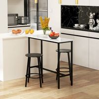 conjunto 1 mesa de bar2 taburetes de mdf acero homcom blanco y negro