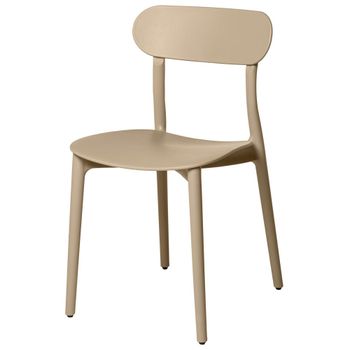 Silla de polipropileno beige.