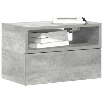 Mesita De Noche - Dormitorio - Madera De Ingeniería - Gris Hormigón (45x26x28.5cm)