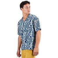 brava fabrics camisa manga corta sombrillas aloha shirt - blue para hombre