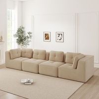 sofa modular esquina 4 plazas sin brazos asiento profundo cojines mullidos tapizado cuerda antideslizante beige