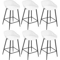juego de 6 taburetes de bar asiento de pp duraderopatas de metal385 x 36 x 845 cm blancowoltu