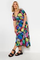yours vestido largo de hojas en tonos arcoiris mujer curvy y tallas grandes yours