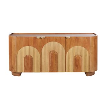 Aparador de mango macizo y ratán de 180 cm