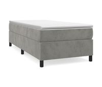 cama box spring con colchon terciopelo gris claro 100x200 cm