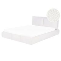 cama de agua doble moderna tapizada en boucle 160 x 200 cm de listones blanca vinay