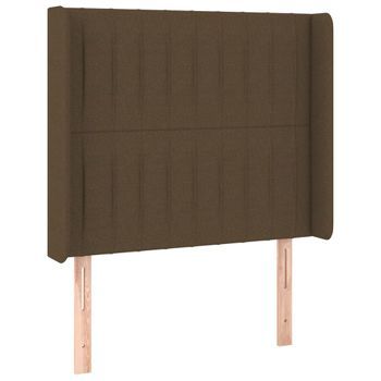 Cabecero Cama Mueble De Dormitorio Con Led De Tela Oscuro 93 X 16 X 118/128 Cm Marrón M02_0001117