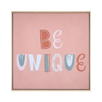 Lienzo Cuadro De Pared 63 X 63 Cm Marco Mdf Sintético Formas Motivo Texto Moderno Cuadrado Rosa Taurisano