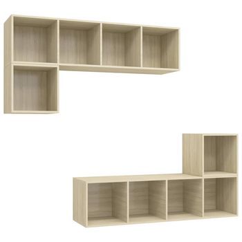 Juego De Muebles De Salón 4 Pzas Madera Ingeniería Roble Sonoma Vidaxl