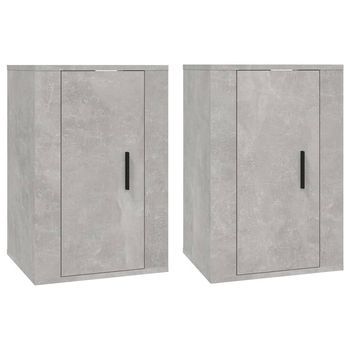 2 Uds Muebles Tv De Pared | Mueble De Salón | Armario Tv Gris Hormigón 40x34,5x60 Cm