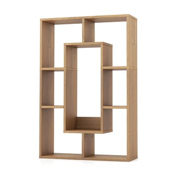 Costway Estantería Geométrica de 7 Cubos Estante Decorativo de Esquina Librería de Pie con Dispositivo Antivuelco 60 x 20 x 90 cm