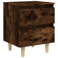 mesita de noche 2 cajones con patas de madera 40 x 35 x 50 cm madera contrachapada marron dec033203