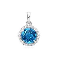 colgante topacio azul oro blanco 14 k 18 diamantes