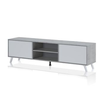 Mueble tv 2 puertas efecto madera blanca cm. Al.49 x l.180 x p.40