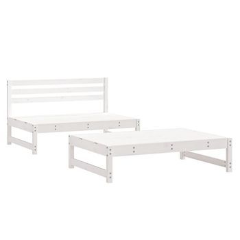Conjunto De Muebles De Jardín 2 Uds | Mesa Y Sillas Madera Maciza Pino Blanco