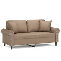 sofa de 2 plazas con cojines cuero sintetico capuchino 140 cm vidaxl