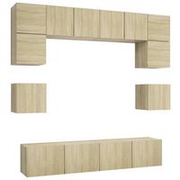 juego de muebles de salon 8 piezas roble sonoma vidaxl
