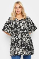 yours top negro manga angel de flores blancas  mujer curvy y tallas grandes yours