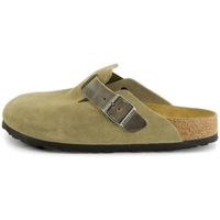 birkenstock zuecos boston mixed leather narrow khaki para mujer