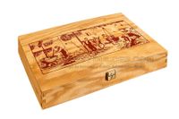 caja de madera con tapa para 3 turrones vacia - madera natural
