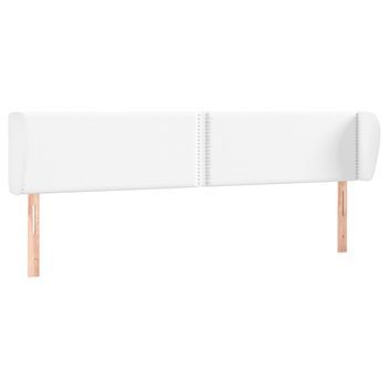 Cabecero Cama | Panel De Cabecera De Cuero Sintético Blanco 203x23x78/88 Cm