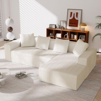 Sofá De Esquina Modular Cloud Con Chaise Longue, Asiento Profundo Acolchado Moderno Para Salón Y Dormitorio