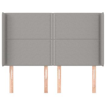 Cabecero Cama Mueble De Dormitorio Con Orejas De Tela Claro 147 X 16 X 118/128 Cm Gris M02_0003215
