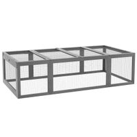pawhut jaula de ejercicio al aire libre para mascotas con techo abatible de madera de pino gris   aosom espana