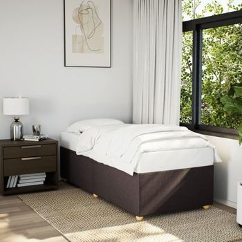 Cama Individual | Cama De Adulto | Estructura De Cama Sin Colchón Tela Marrón Oscuro 80x200 Cm Cfw341047