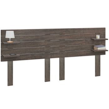 Dhome Cabecero Con Estantes De Madera Reciclada Dm Colgante Pared Estilo Palet Horizontal Con Patas Dual Dividido En 2 Piezas Cama 180/190/200 Vintage Nordico (270cm Dual, Roble Amazonas)