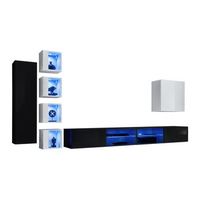 conjunto de muebles de salon switch xxvi  negro y blanco  iluminacion led  diseno moderno