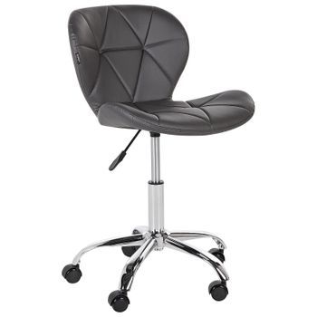 Silla De Oficina Tapizada Piel Sintética Base Plateada Regulable Gris Grafito Valetta