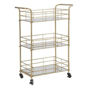 Carro Rectangular Simétrico En Metal Dorado Cm 60x30,5x80