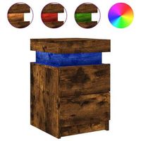mesita de noche con luces led roble ahumado 35x39x55 cm vidaxl
