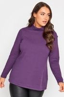 yours top morado de algodon con cuello alto mujer curvy y tallas grandes yours