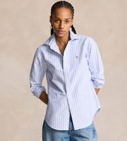 polo ralph lauren para mujer 211891377004 camisa oxford con rayas slim azul 38 casual algodon clasico manga larga