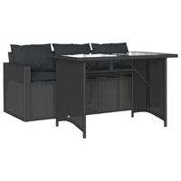 set comedor de jardin 2 uds  mueble jardin mesa y sillas con cojines ratan sintetico negro