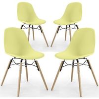 silla de comedor - diseno escandinavo - patas de madera - pack de 4 - skogur amarillo past