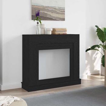 Vidaxl Marco Para Chimenea Madera Ingeniería Roble Negro 100x30x87,5cm