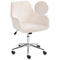 silla de oficina giratoria ajustable escritorio con asiento y respaldo de pana beige claro wellston