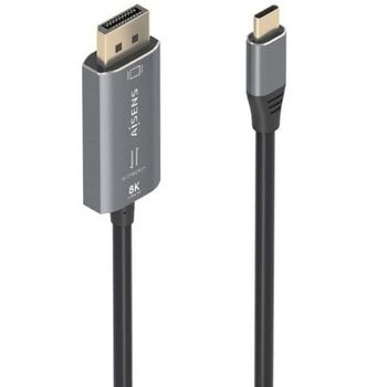 Cable Conversor AISENS A109-0880 USB-C/DisplayPort 8K 1.8m Negro bidireccional aluminio