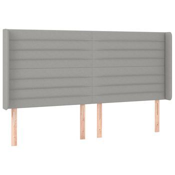 Cabecero Con Orejas De Tela Gris Claro 183x16x118/128 Cm