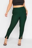 leggings verde pino canale con abertura mujer curvy y tallas grandes yours