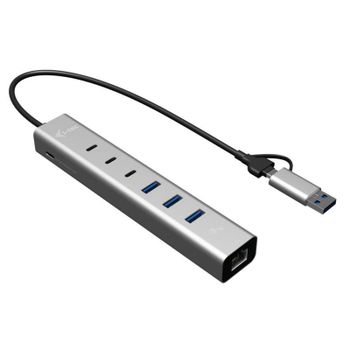 Hub i-tec 6 puertos 5 Gbps USB-C/USB-A Gigabit LAN Power Delivery 85W
