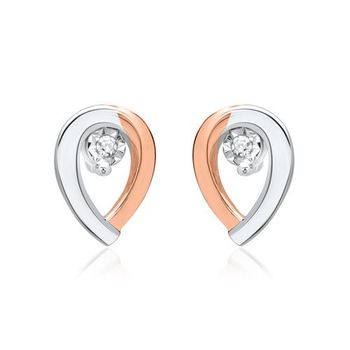 14 quilates pendientes de oro blanco 2 diamantes 0,016 ct.